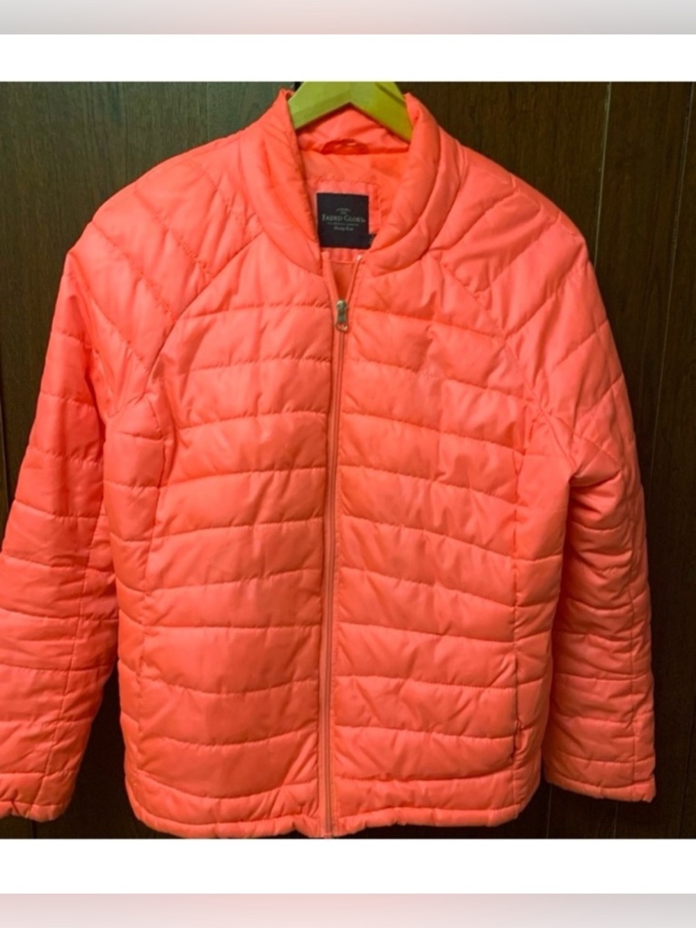 Faded Glory Jacket Ribbed Channel Puffer |Size Large ~Coral